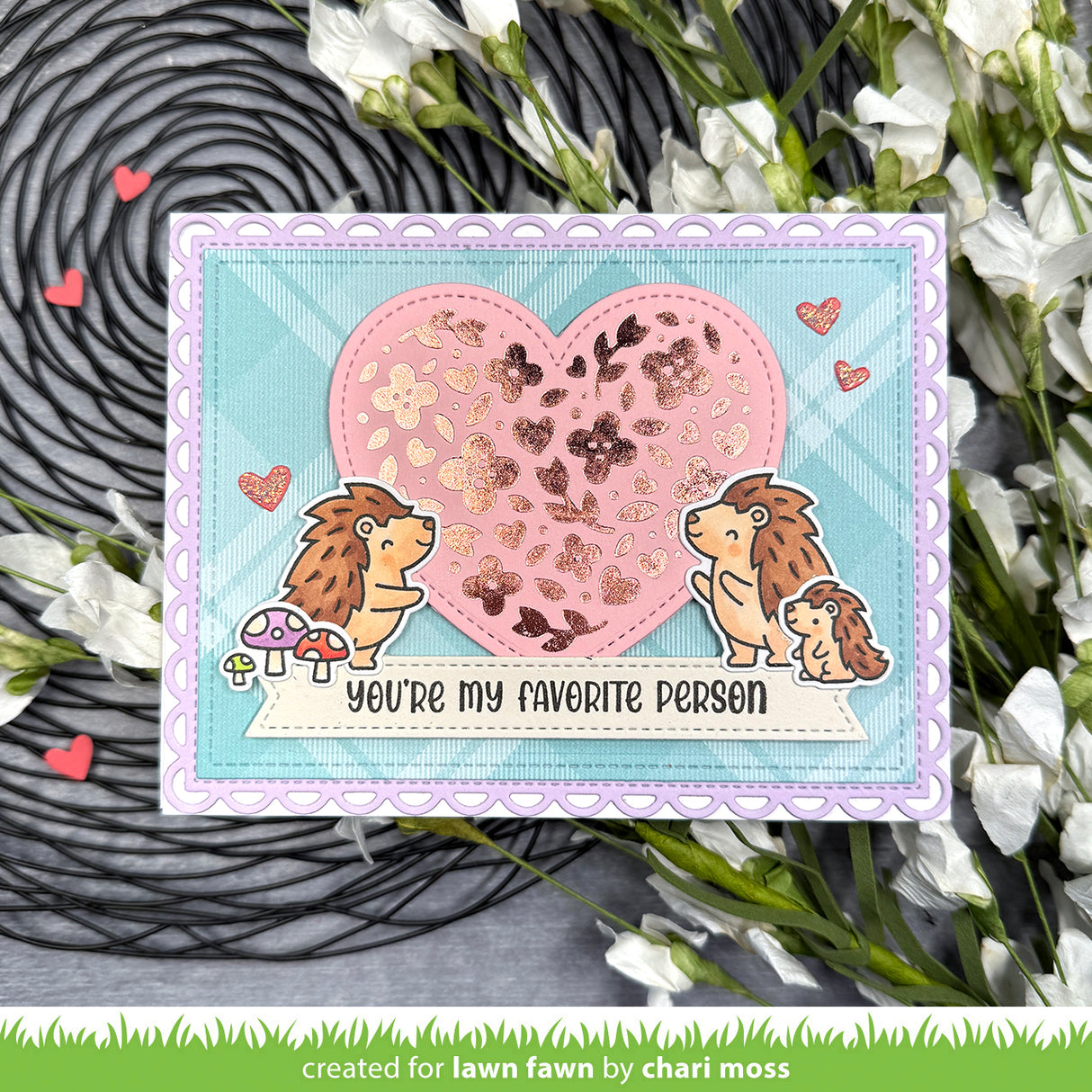 floral heart hot foil plate