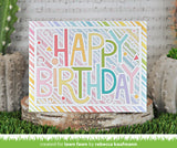 giant outlined happy birthday: landscape