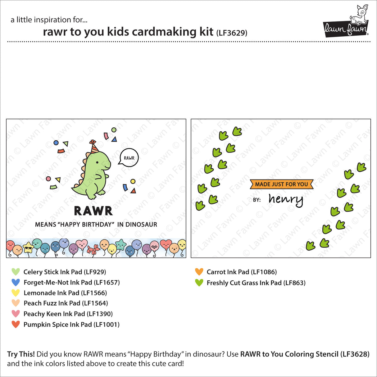 rawr to you kids cardmaking kit