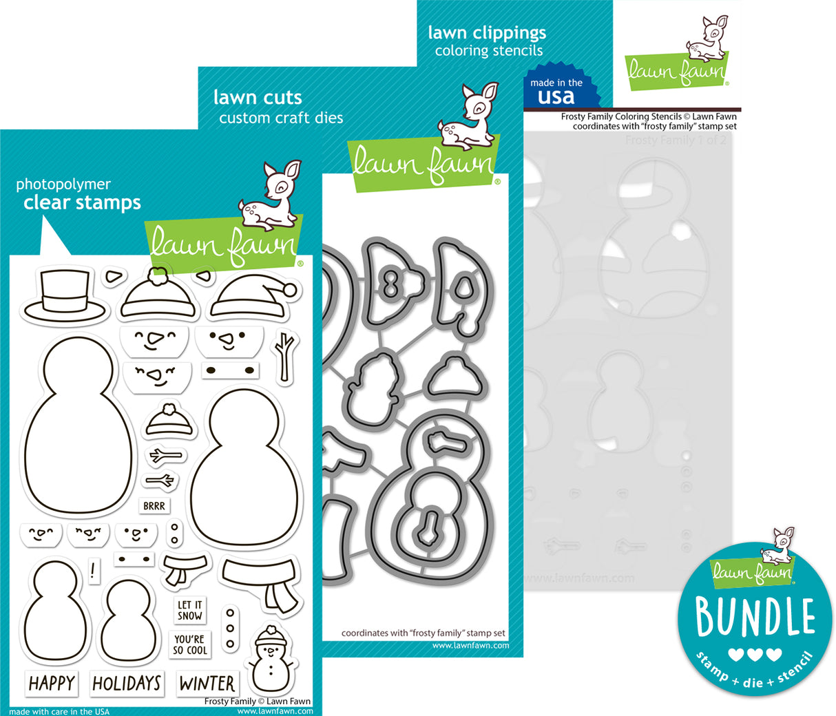 frosty family (stamp+die+coloring stencil bundle )