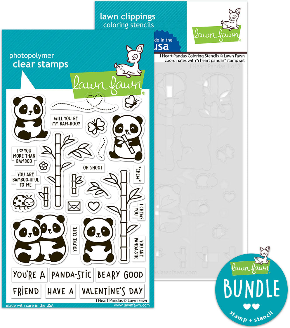 i heart pandas (stamp+coloring stencil bundle)