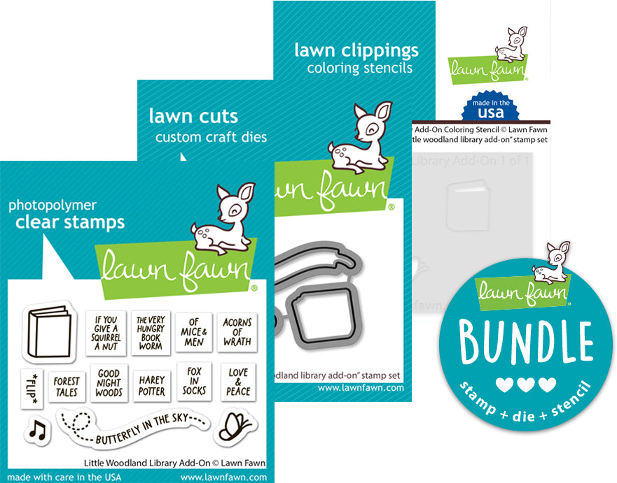 little woodland library add-on (stamp+die+coloring stencil bundle )