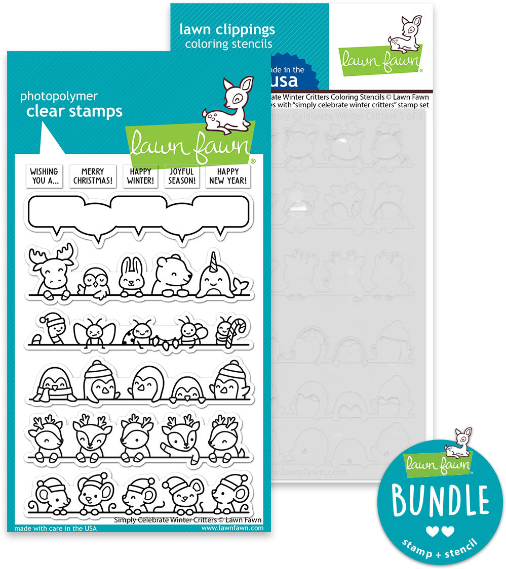 simply celebrate winter critters (stamp+coloring stencil bundle)