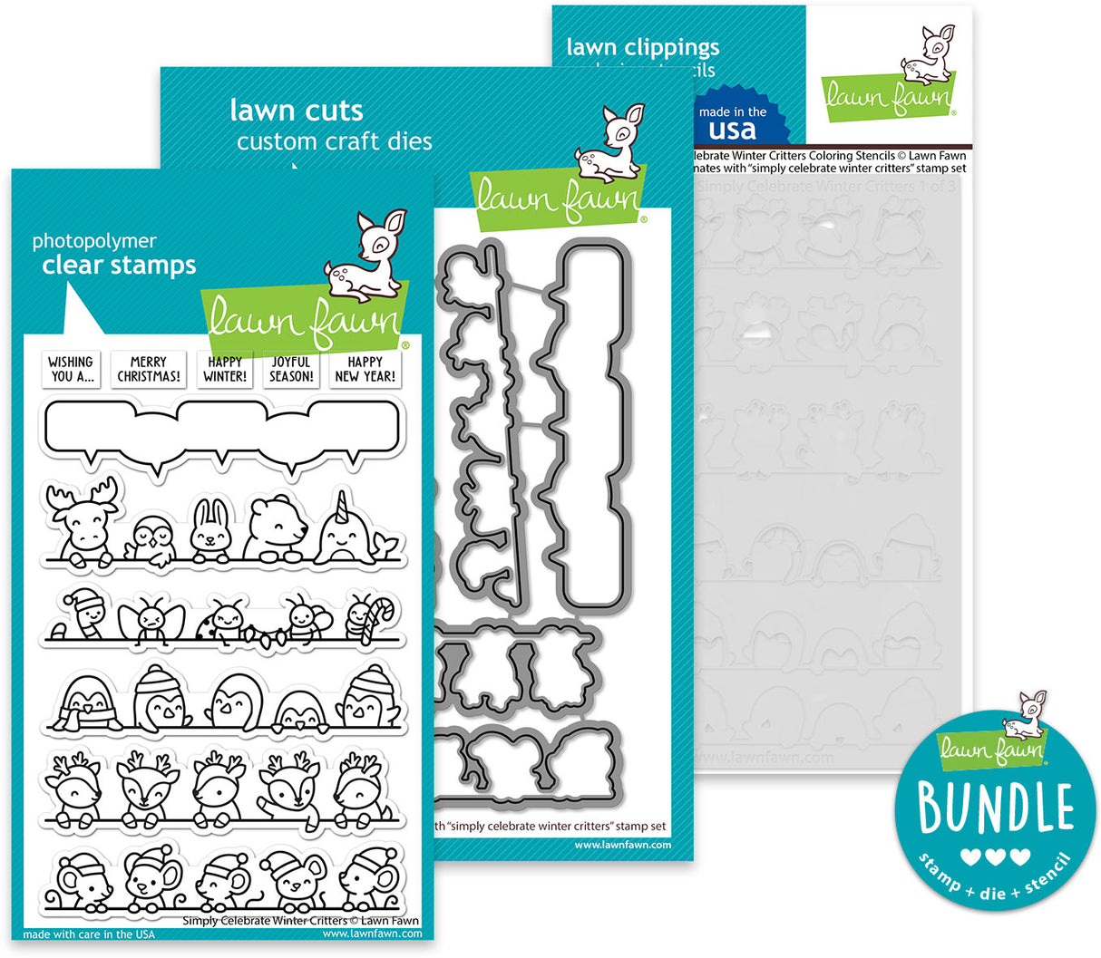 simply celebrate winter critters (stamp+die+coloring stencil bundle)