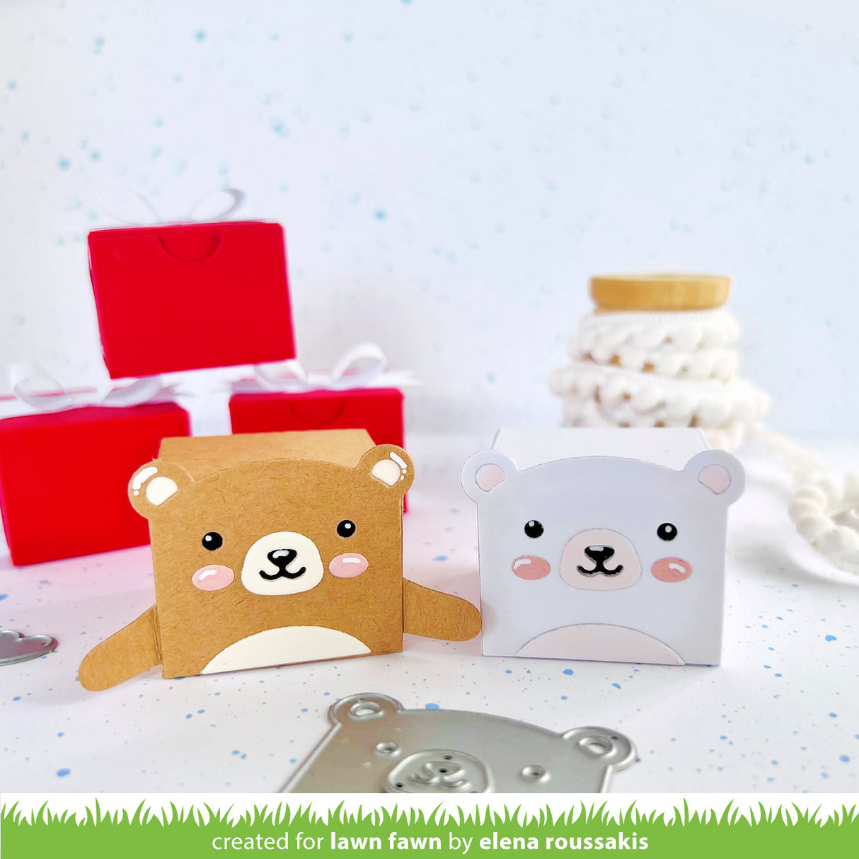 tiny gift box panda and bear add-on