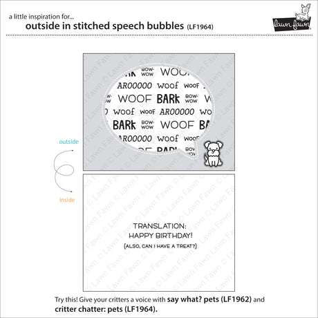 outside in stitched speech bubbles